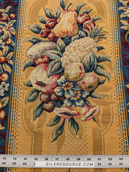 20 EV36 Scalamandre Fruits De La Passion Multi on Gold Stripe Cotton Botanical Neoclassical 1.9 yds  x 29"W