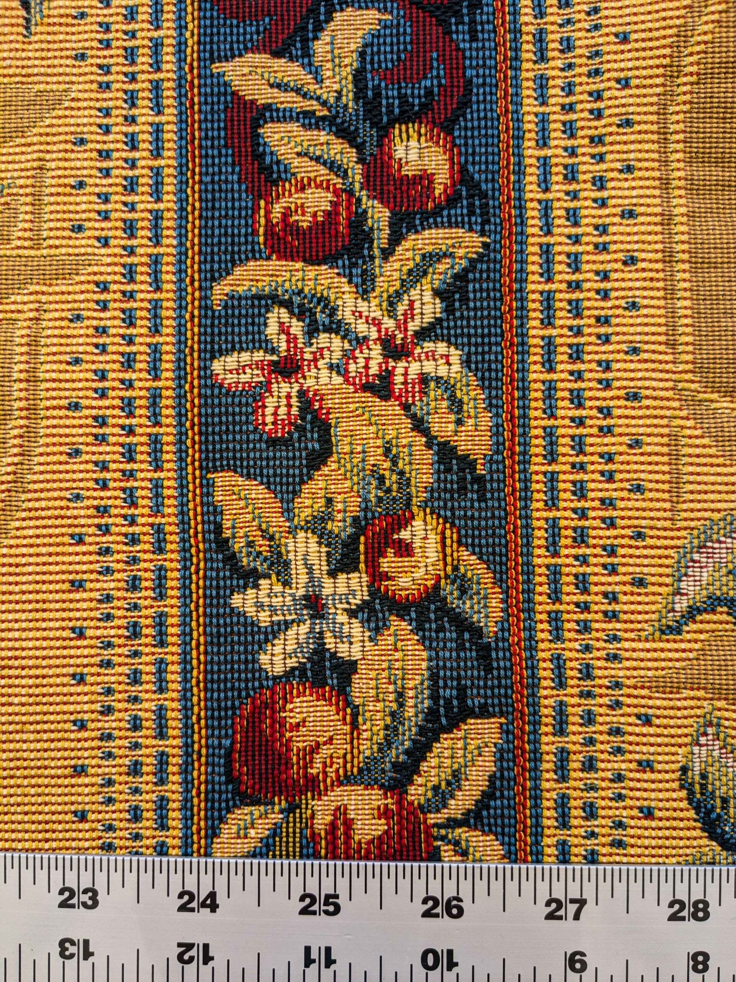 20 EV36 Scalamandre Fruits De La Passion Multi on Gold Stripe Cotton Botanical Neoclassical 1.9 yds  x 29"W