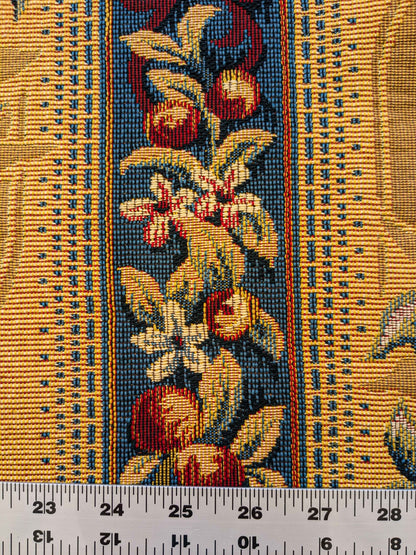 20 EV36 Scalamandre Fruits De La Passion Multi on Gold Stripe Cotton Botanical Neoclassical 1.9 yds  x 29"W