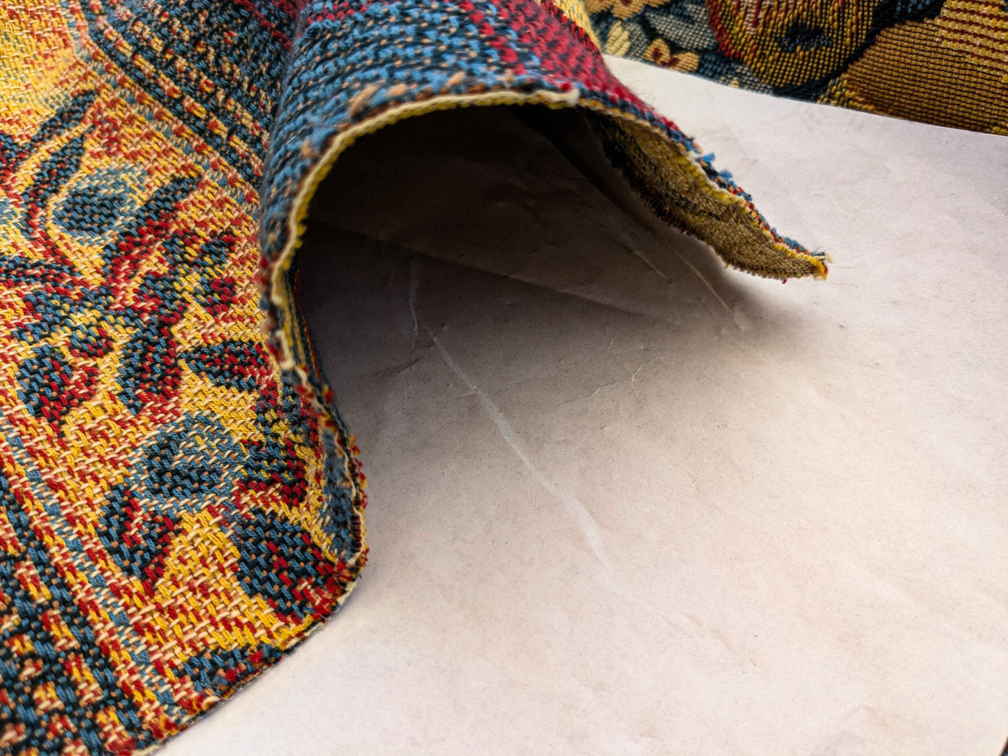 20 EV36 Scalamandre Fruits De La Passion Multi on Gold Stripe Cotton Botanical Neoclassical 1.9 yds  x 29"W