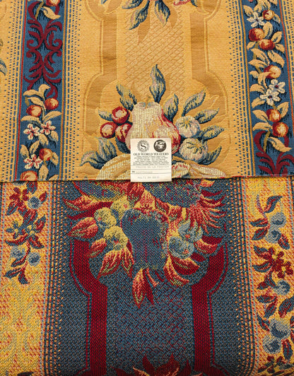 19 EV36 Scalamandre Fruits De La Passion Multi on Gold Stripe Cotton Botanical Neoclassical 1.8 yds x 28"W