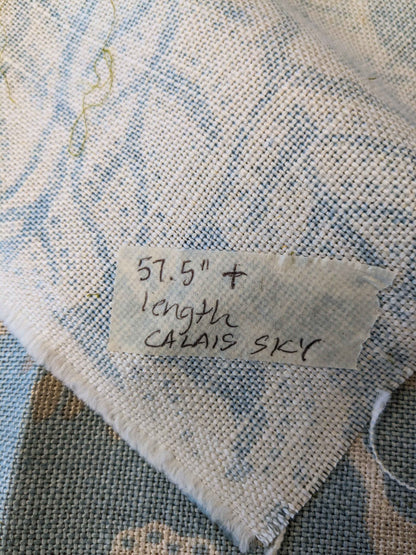 22 EV36 CALAIS LINEN PRINT in Sky Blue Mediterranean Pomegranate Block Print Heavy Linen 40”L x56” wide MSRP USD300+/y