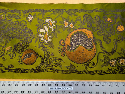 Trim by yard Botanical Pomegranate Green Black Orange Fruits Botanical Floral 12"width SKU 23 EV36