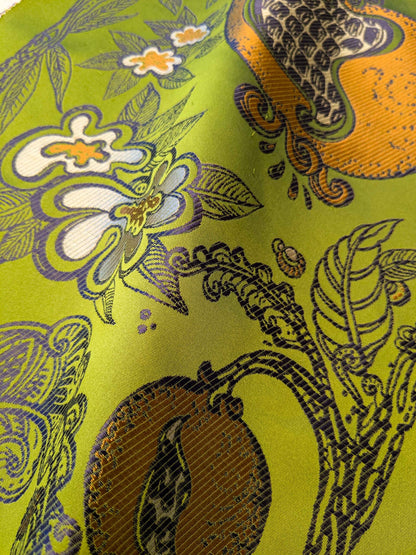 Trim by yard Botanical Pomegranate Green Black Orange Fruits Botanical Floral 12"width SKU 23 EV36