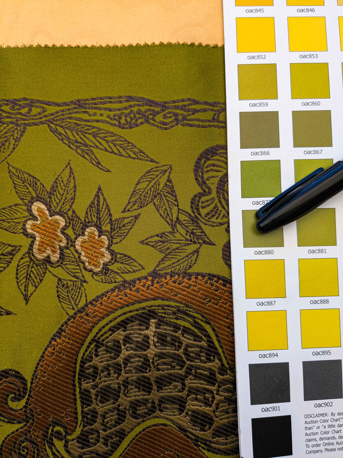 Trim by yard Botanical Pomegranate Green Black Orange Fruits Botanical Floral 12"width SKU 23 EV36