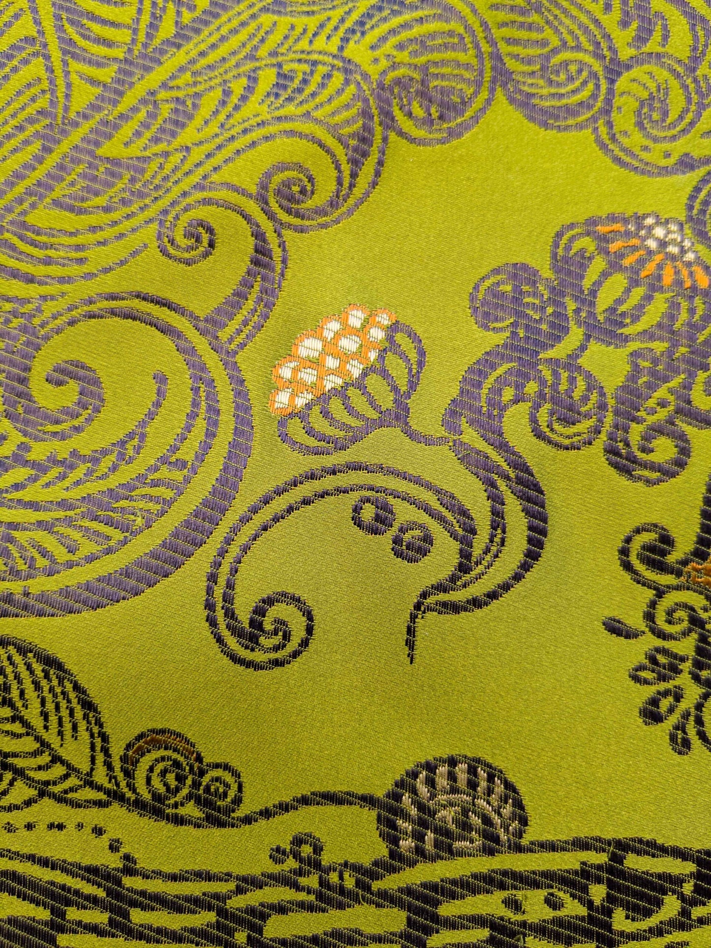 Trim by yard Botanical Pomegranate Green Black Orange Fruits Botanical Floral 12"width SKU 23 EV36