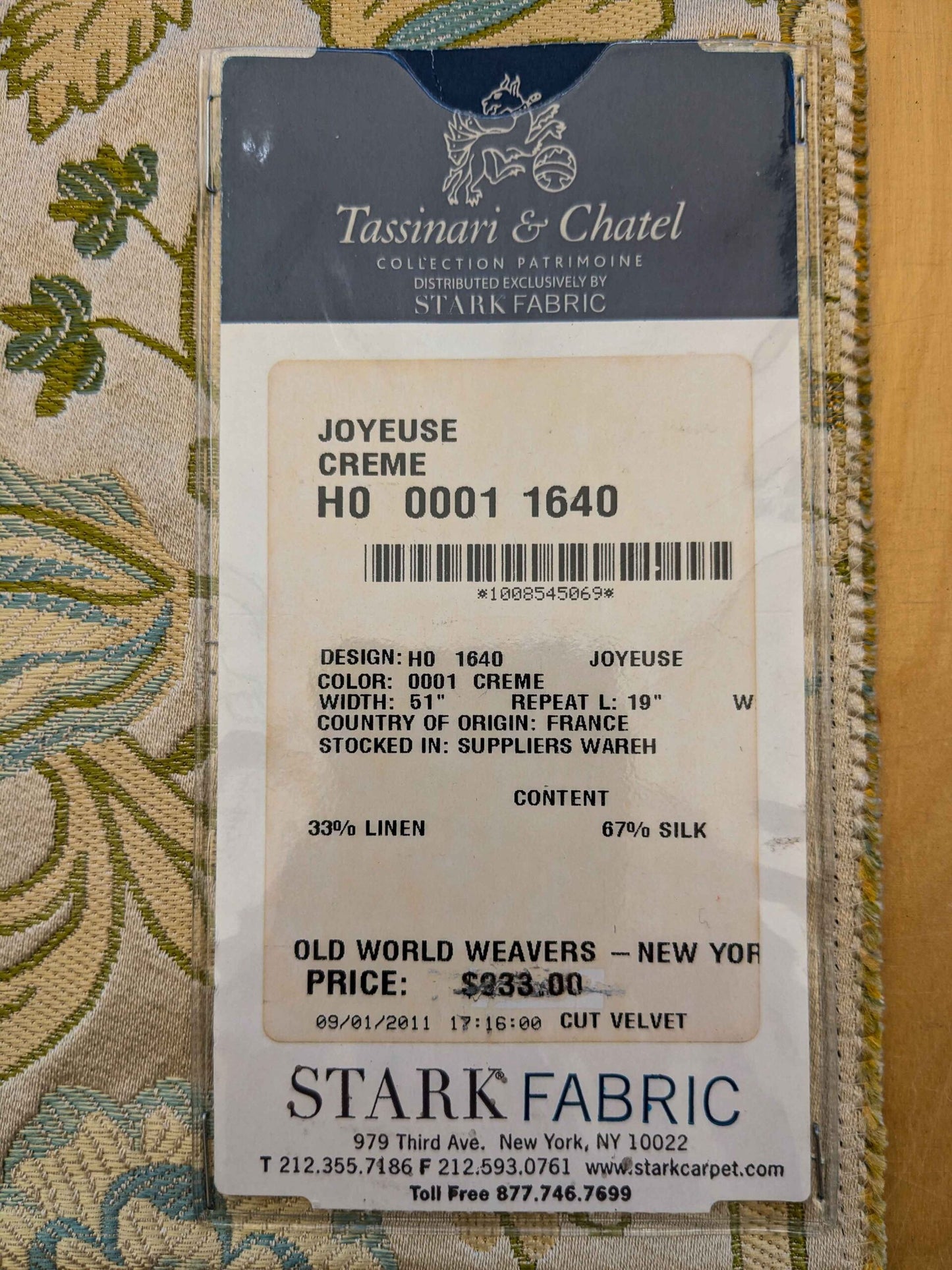 24 EV36 Tassinari and Chatel Joyeuse Creme Cut Velvet Linen Silk Beige Botanical Floral 25"x25"