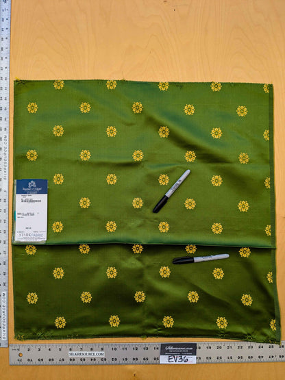 25 EV36 Tassinari and Chatel Davout Seme Vert Green Gold Silk Botanical Neoclassical 25"x25"