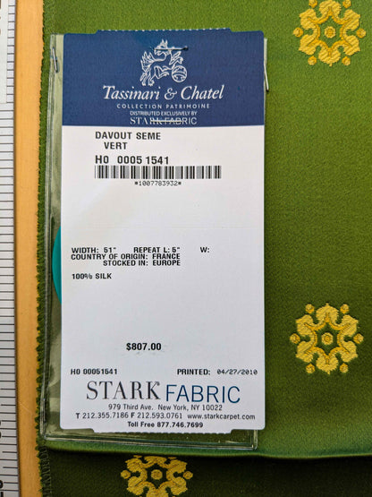 25 EV36 Tassinari and Chatel Davout Seme Vert Green Gold Silk Botanical Neoclassical 25"x25"
