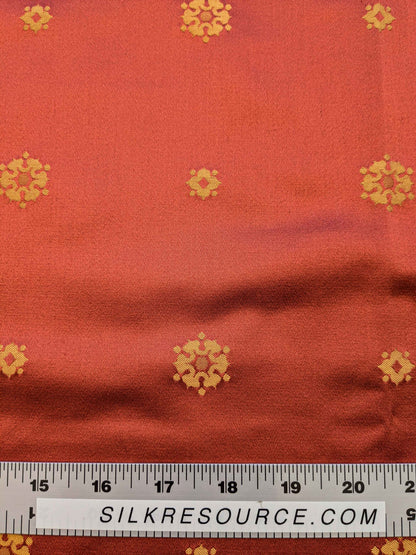 28 EV36 Lelievre Paris Vernet Ponceau Cotton Silk Orange Gold Botanical Neoclassical 1yd x 52"