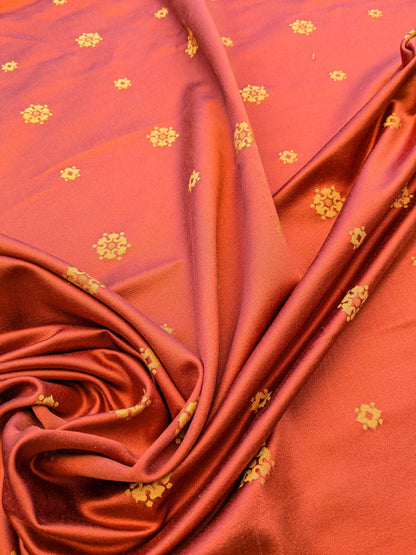 28 EV36 Lelievre Paris Vernet Ponceau Cotton Silk Orange Gold Botanical Neoclassical 1yd x 52"