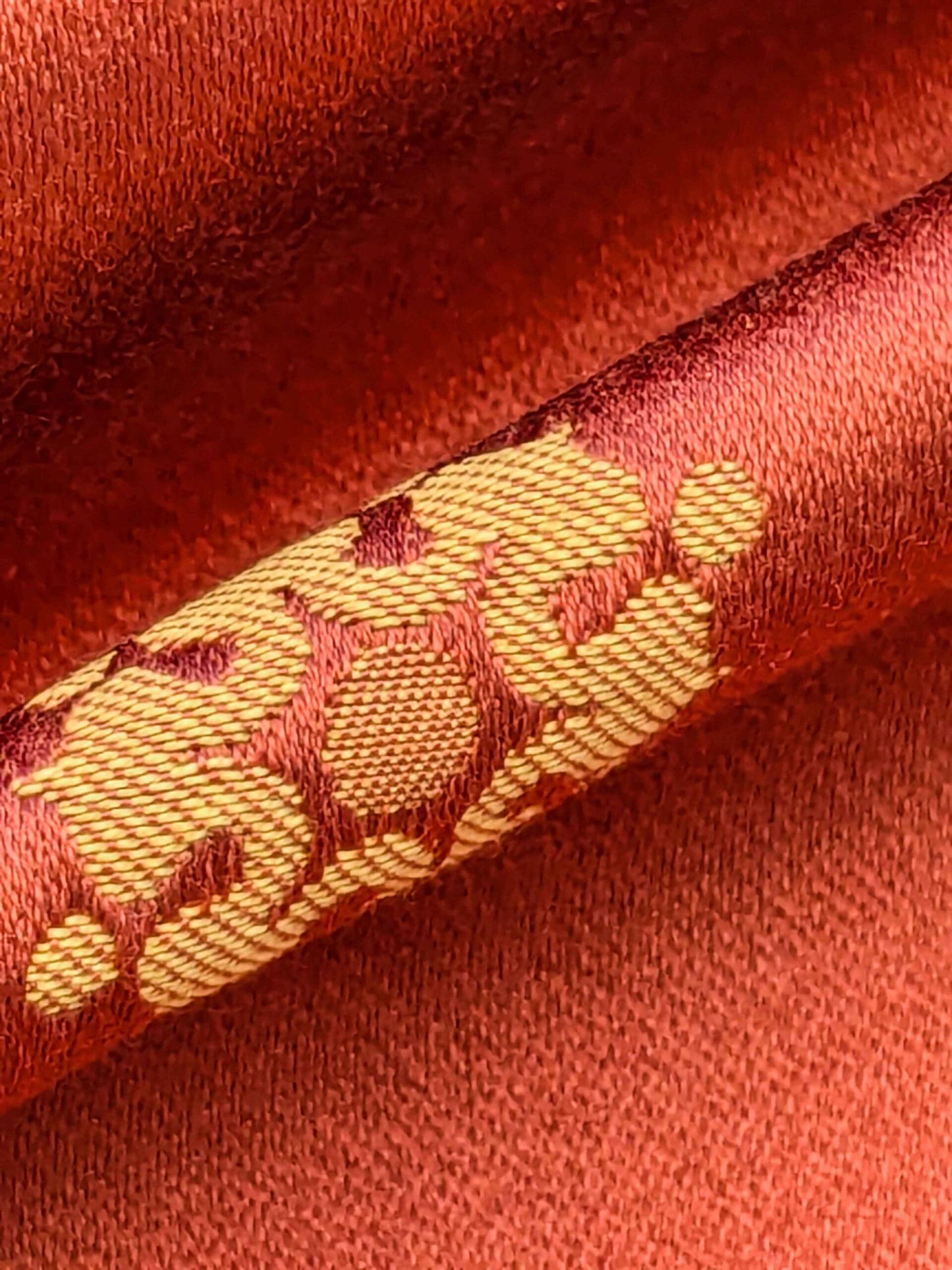 28 EV36 Lelievre Paris Vernet Ponceau Cotton Silk Orange Gold Botanical Neoclassical 1yd x 52"