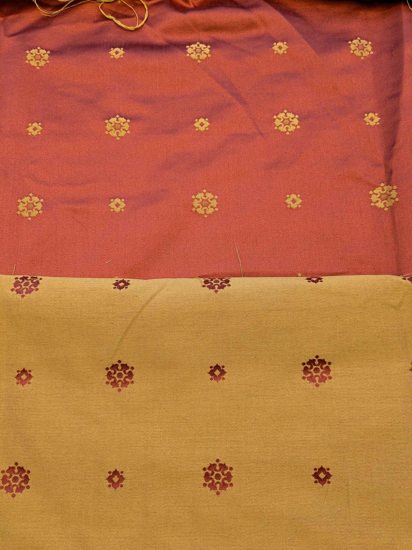 28 EV36 Lelievre Paris Vernet Ponceau Cotton Silk Orange Gold Botanical Neoclassical 1yd x 52"