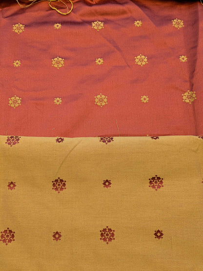 28 EV36 Lelievre Paris Vernet Ponceau Cotton Silk Orange Gold Botanical Neoclassical 1yd x 52"