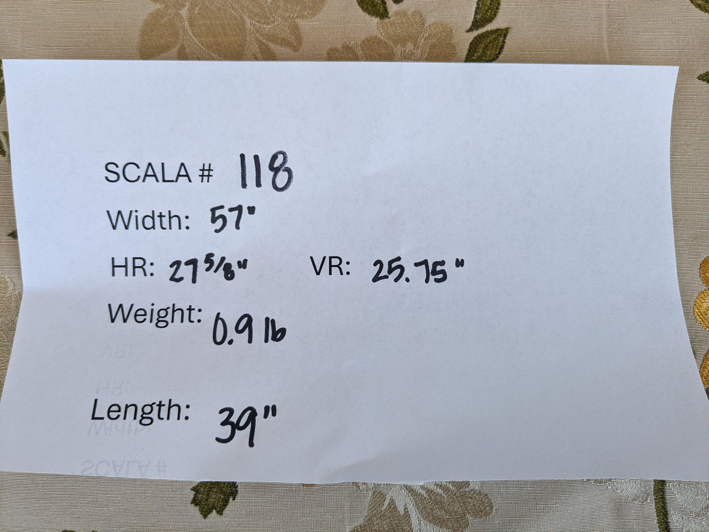 39"L x 57"wide  Floral Botanical Tree Foliage French Court Yellow Green on White Cream