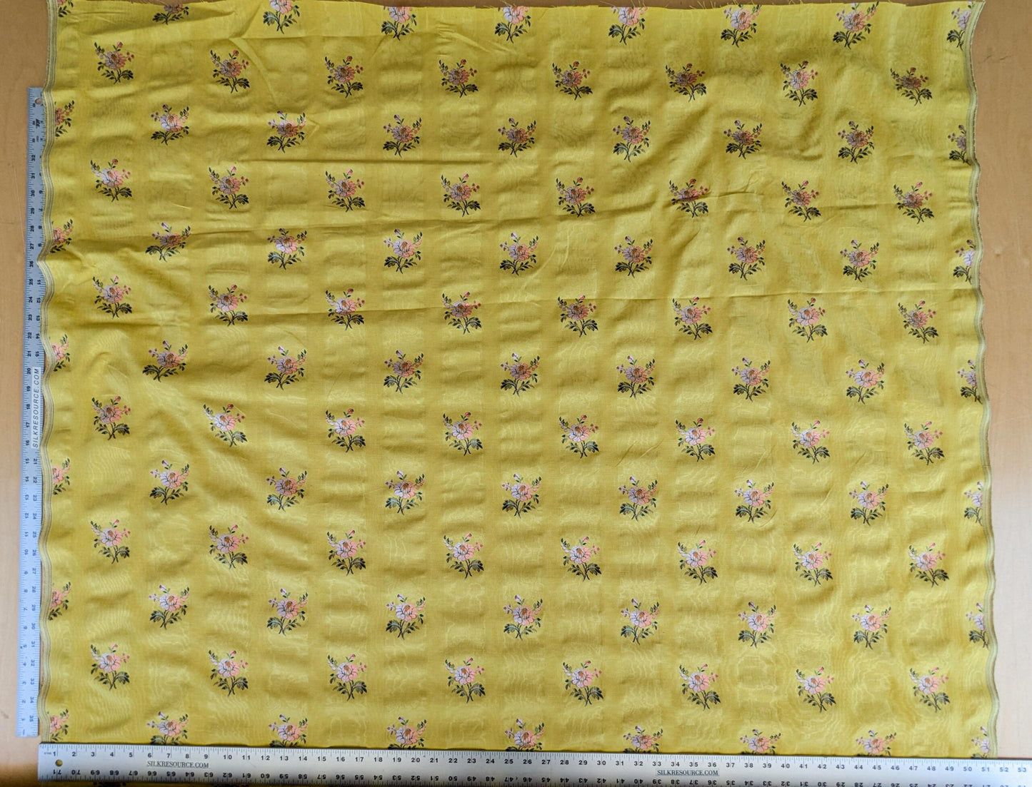 2.8yards Floral Botanical Tree Foliage Yellow Stripe French Court Classy