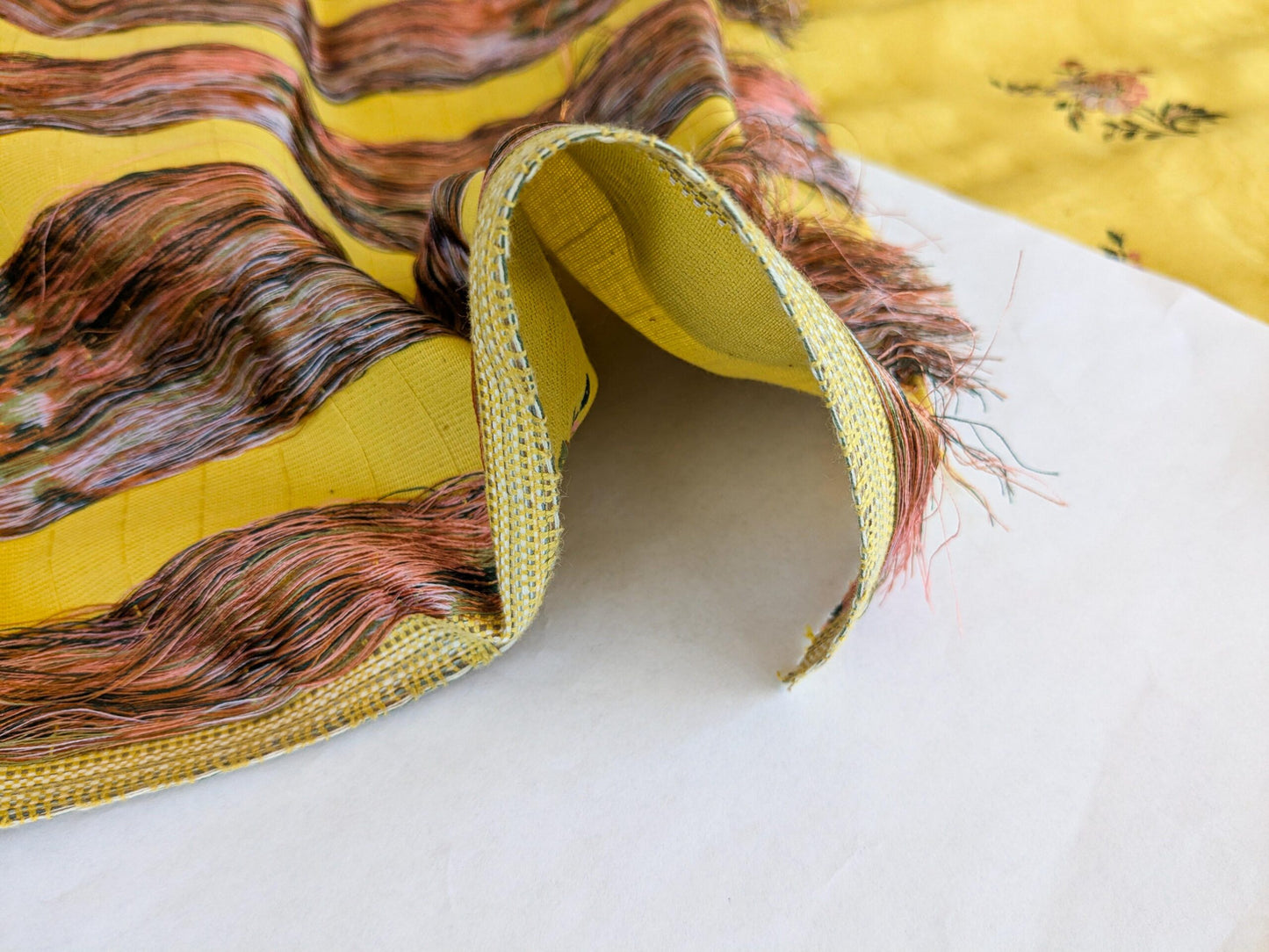 2.8yards Floral Botanical Tree Foliage Yellow Stripe French Court Classy