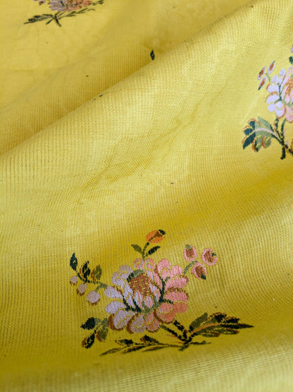 2.8yards Floral Botanical Tree Foliage Yellow Stripe French Court Classy