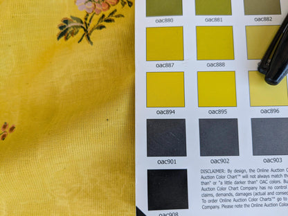 2.8yards Floral Botanical Tree Foliage Yellow Stripe French Court Classy