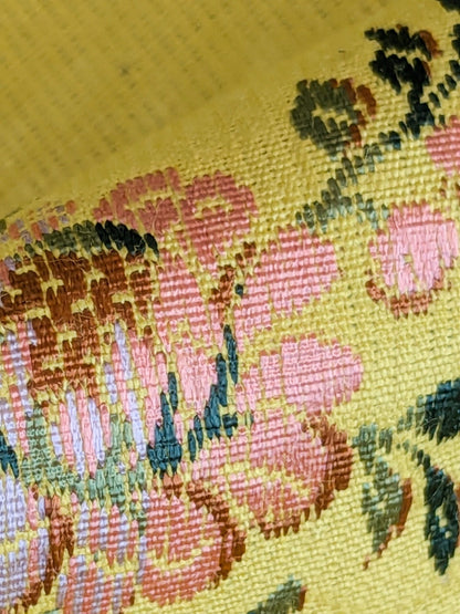 2.8yards Floral Botanical Tree Foliage Yellow Stripe French Court Classy