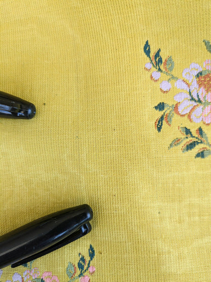 2.8yards Floral Botanical Tree Foliage Yellow Stripe French Court Classy