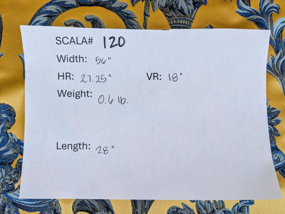 28" L x 56"W Damask Figurative Neoclassical Baroque Caimano in Blue and Gold Silk Lampas