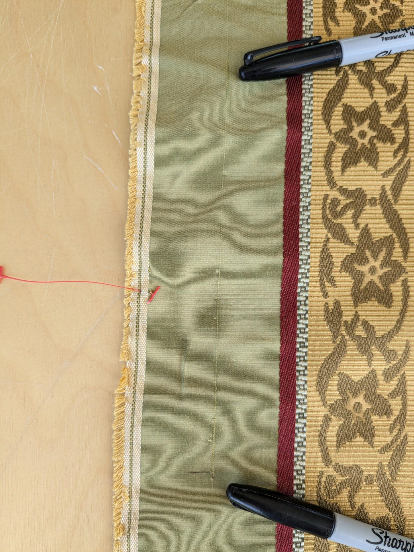 32"L x 51.5"W  Scalamandre Sabina Stripe Apple Green Jacquards Silk Blend