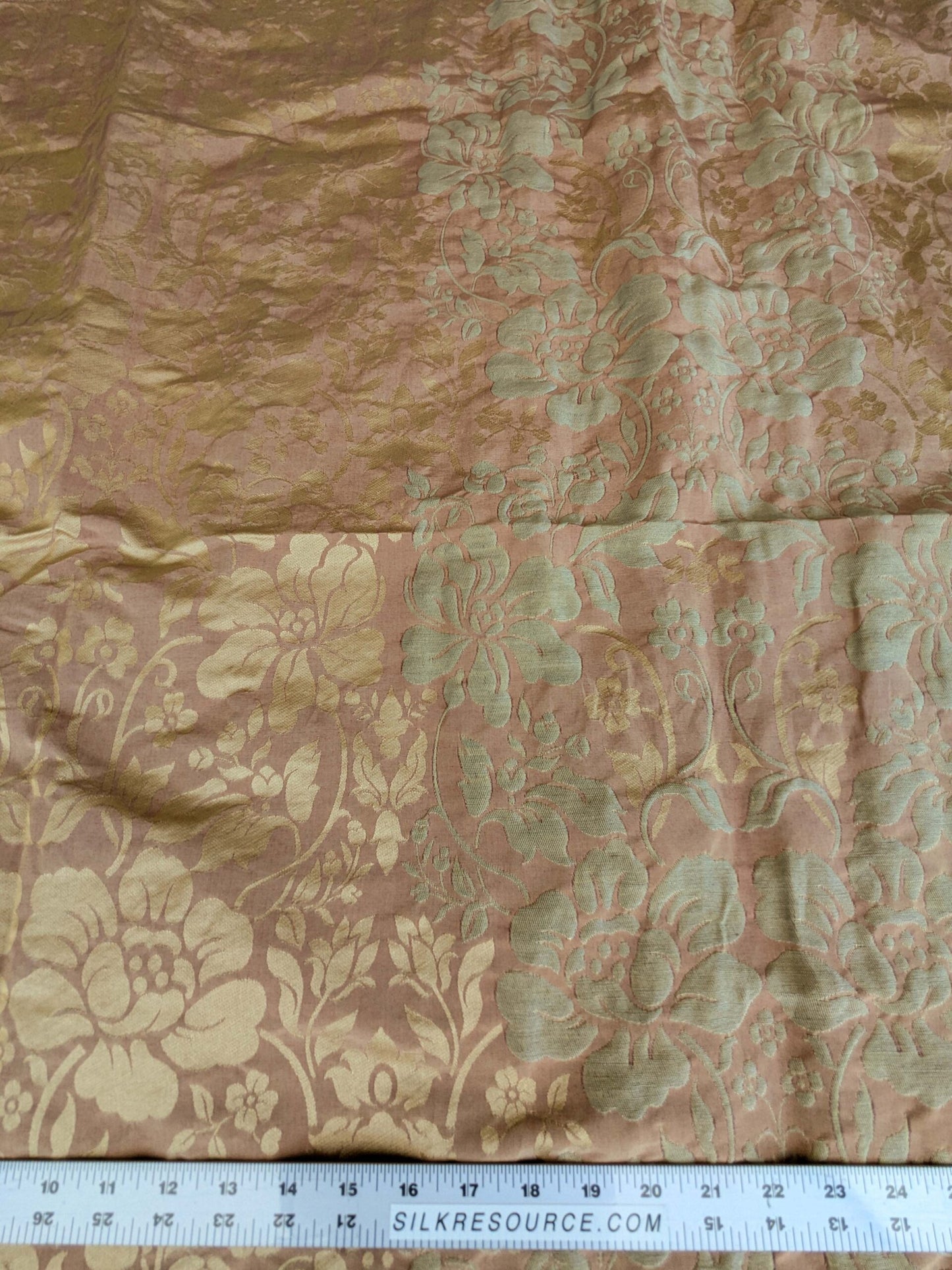 1 EV37 2.4yards Old World Weavers Broche Damask Yellow Red Botanical Floral Renaissance MSRP USD 500+