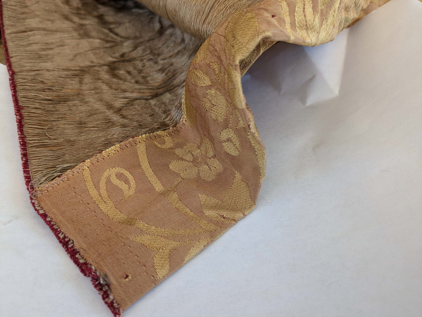 1 EV37 2.4yards Old World Weavers Broche Damask Yellow Red Botanical Floral Renaissance MSRP USD 500+