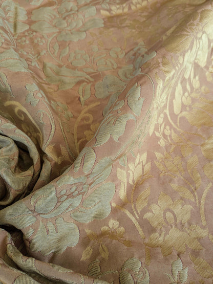 1 EV37 2.4yards Old World Weavers Broche Damask Yellow Red Botanical Floral Renaissance MSRP USD 500+