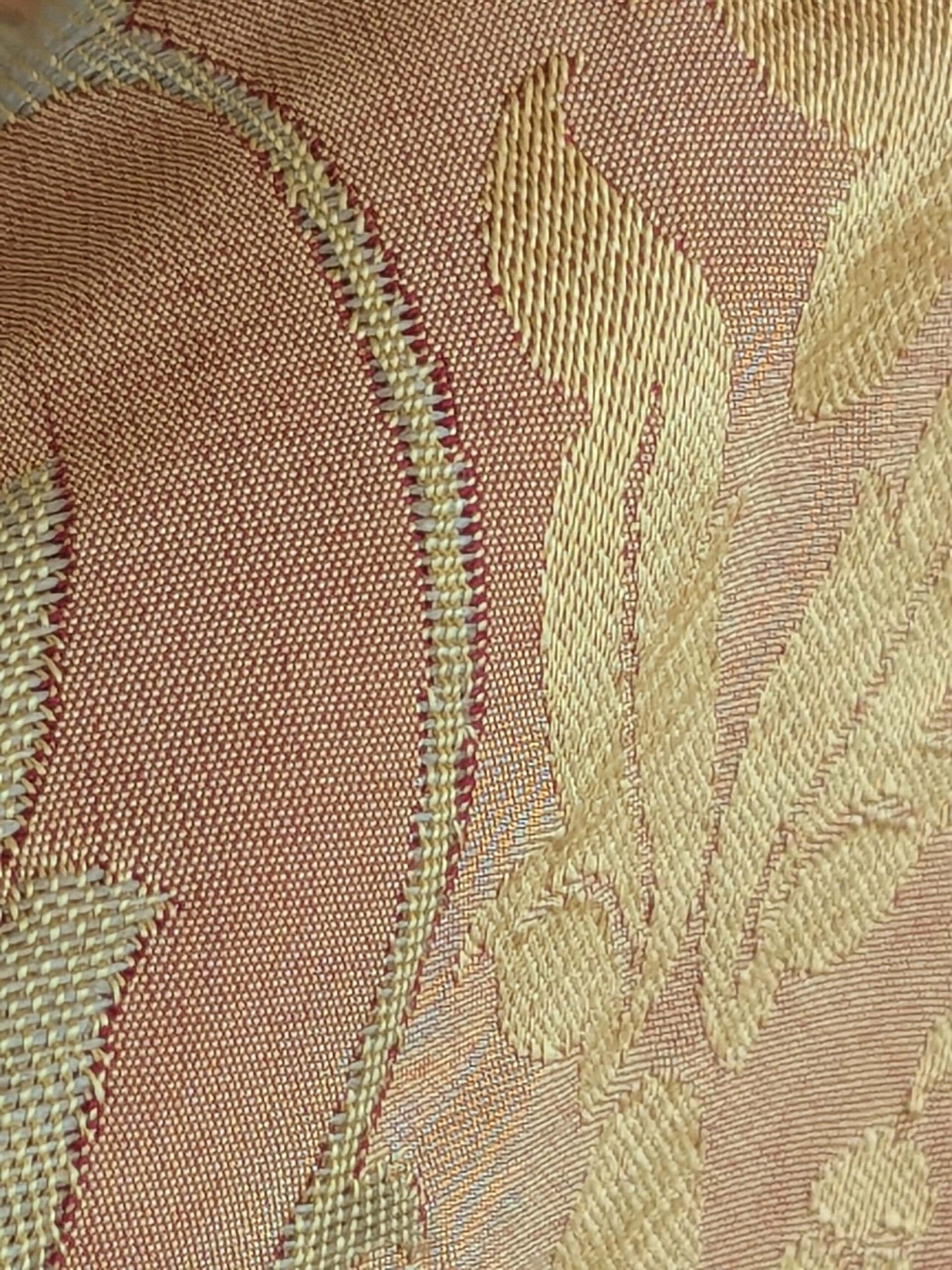 1 EV37 2.4yards Old World Weavers Broche Damask Yellow Red Botanical Floral Renaissance MSRP USD 500+