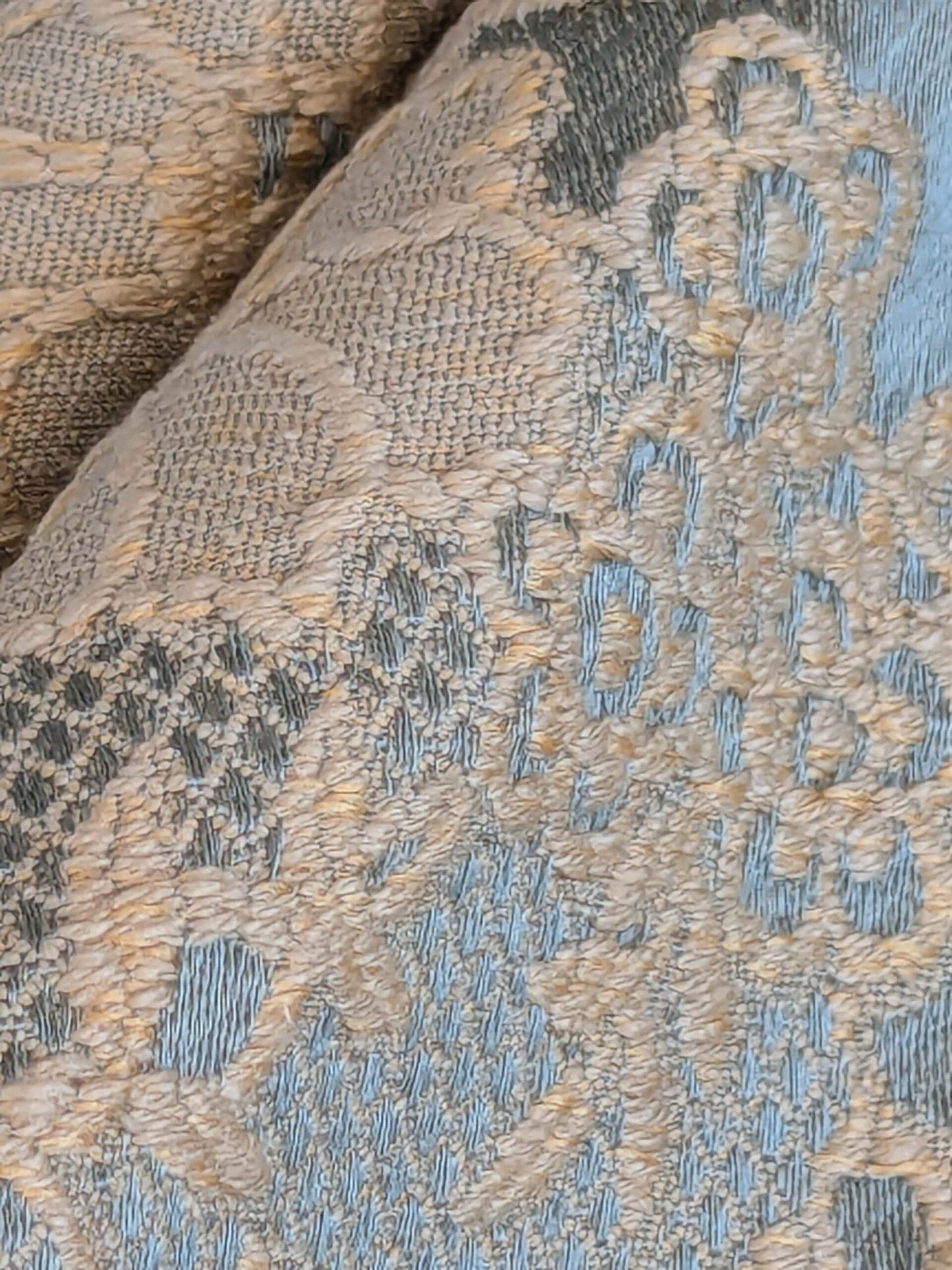 2 EV37 2.4yards Old World Weavers Ambliornite Grande Azure Blue Woven Gray Beige Floral Silk MSRP USD 500+/y