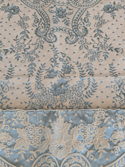 2 EV37 2.4yards Old World Weavers Ambliornite Grande Azure Blue Woven Gray Beige Floral Silk MSRP USD 500+/y