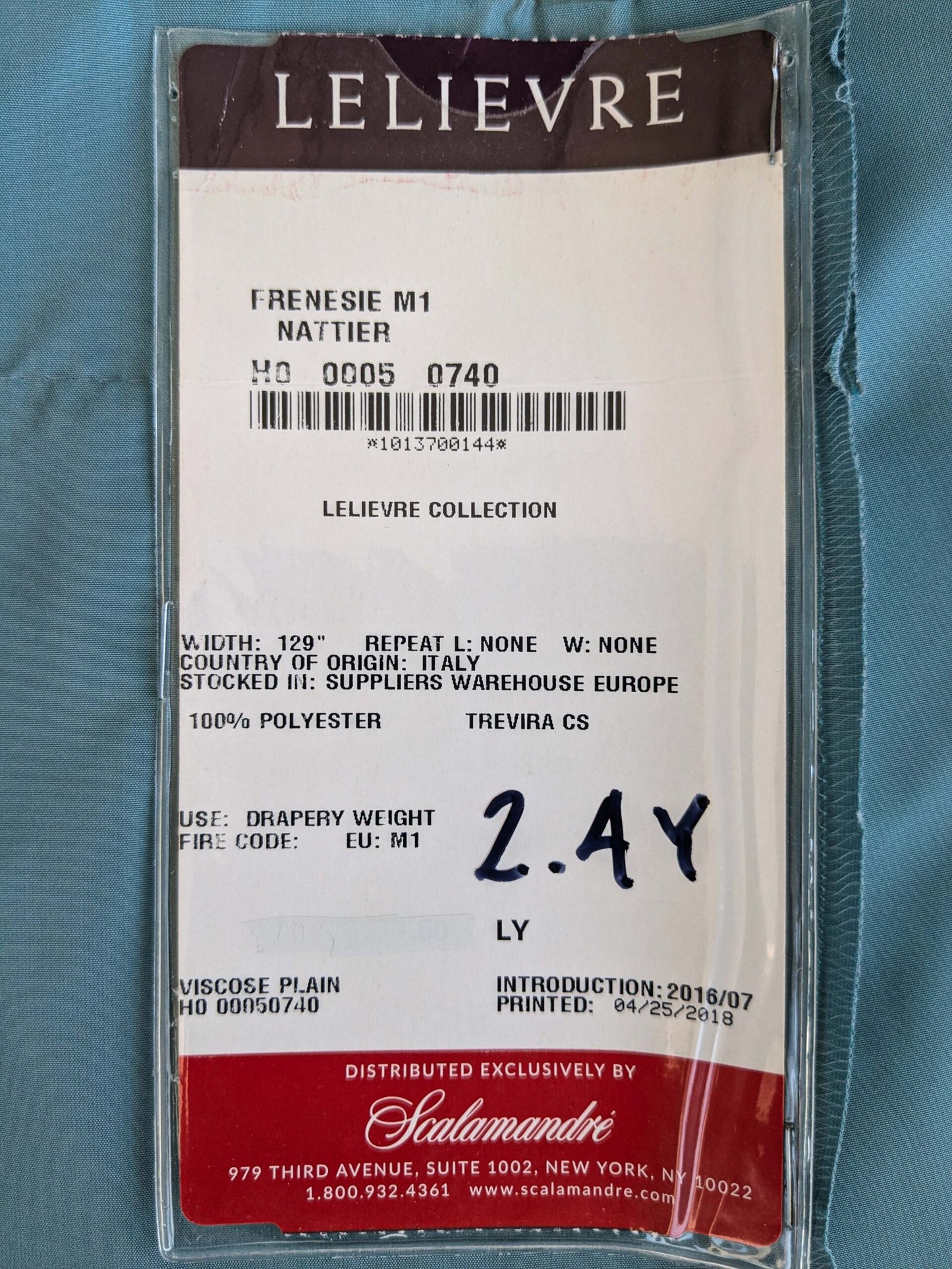 4 EV37 2.4yards Lelievre Paris Frenesie M1 Nattier Viscose Plain Blue