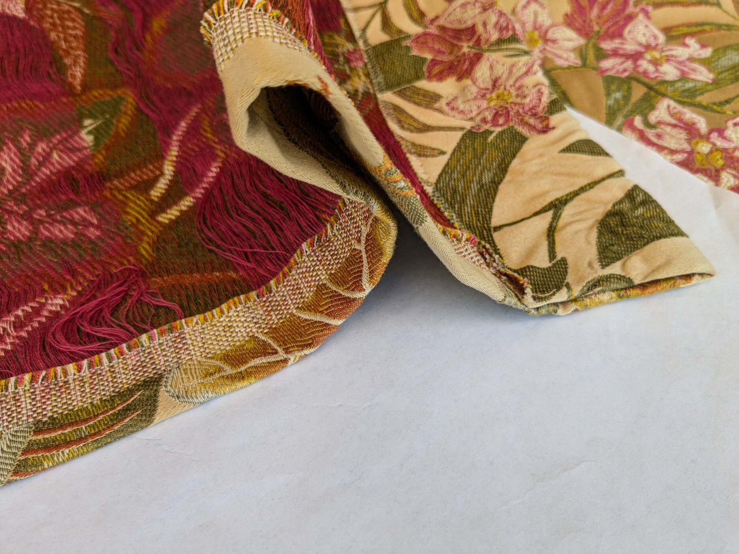 7 EV37 2.4 yards Scalamandre Fonthill Vizcaya Multi Cream Lampas Green Pink Brown Floral Botanical MSRP 358/y