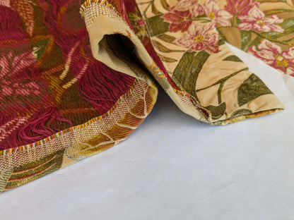 7 EV37 2.4 yards Scalamandre Fonthill Vizcaya Multi Cream Lampas Green Pink Brown Floral Botanical MSRP 358/y