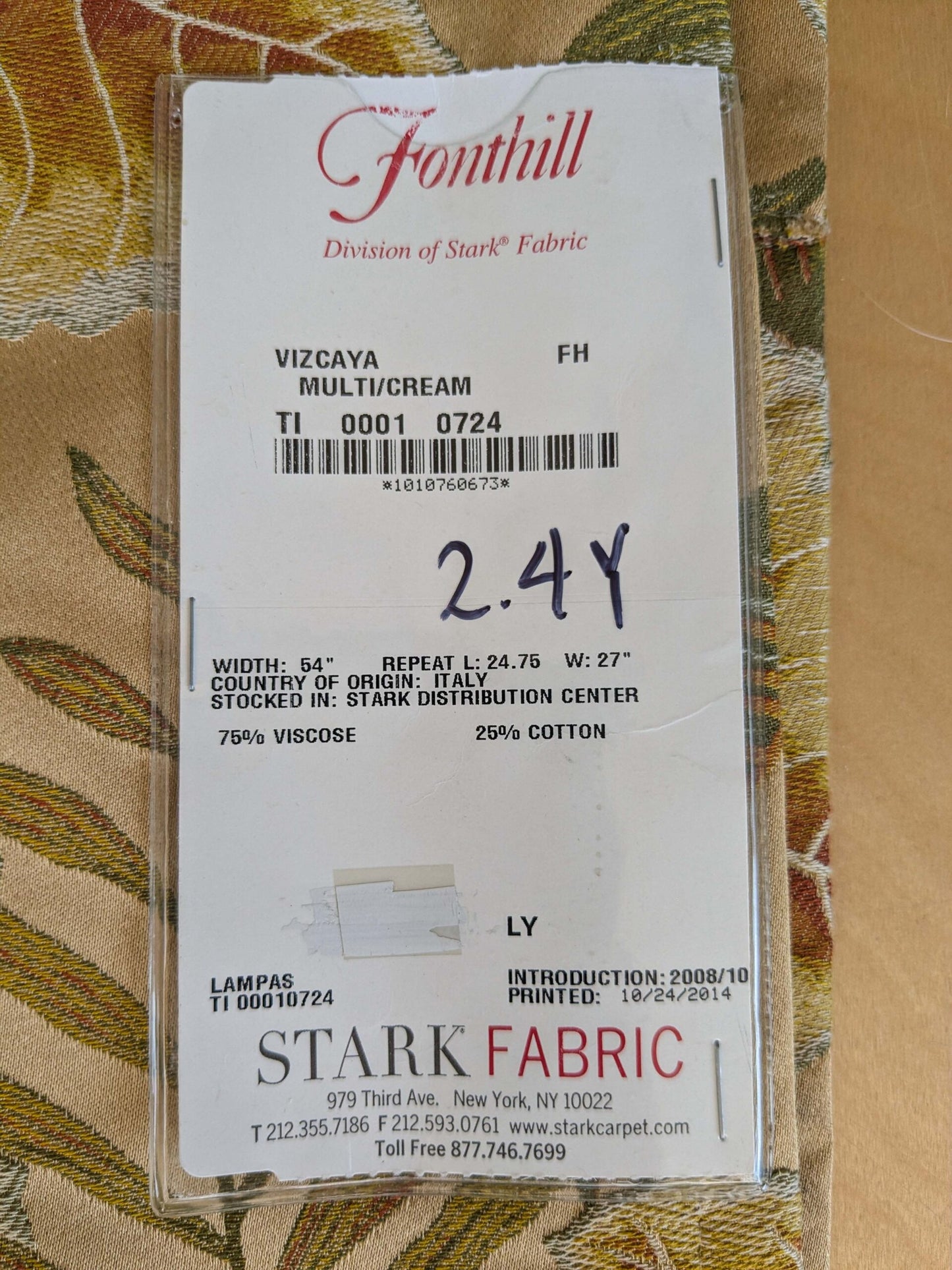 7 EV37 2.4 yards Scalamandre Fonthill Vizcaya Multi Cream Lampas Green Pink Brown Floral Botanical MSRP 358/y