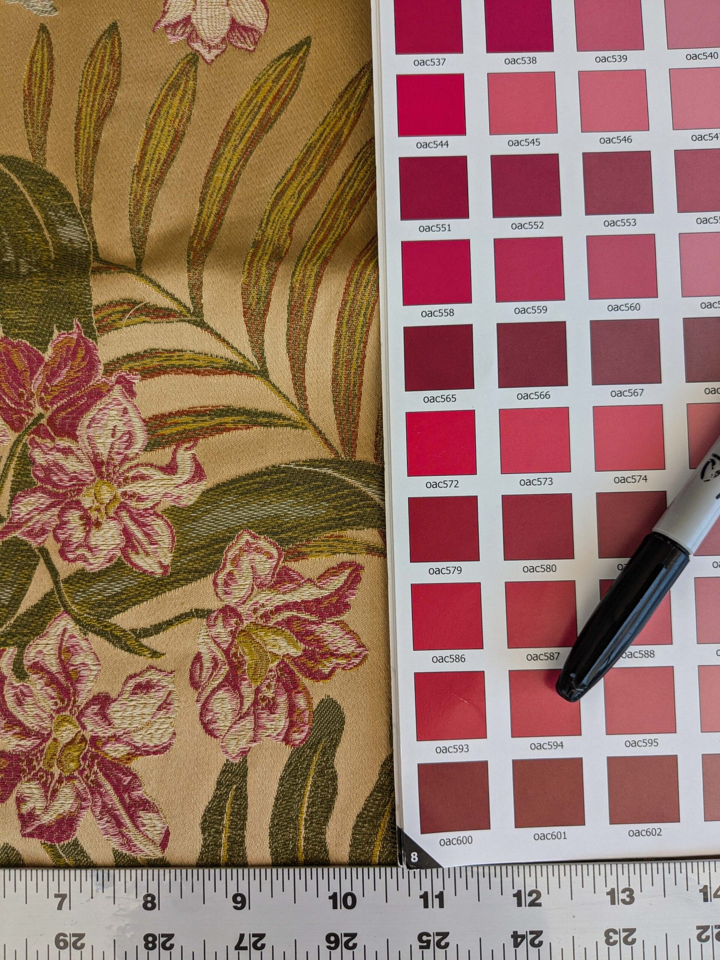 7 EV37 2.4 yards Scalamandre Fonthill Vizcaya Multi Cream Lampas Green Pink Brown Floral Botanical MSRP 358/y