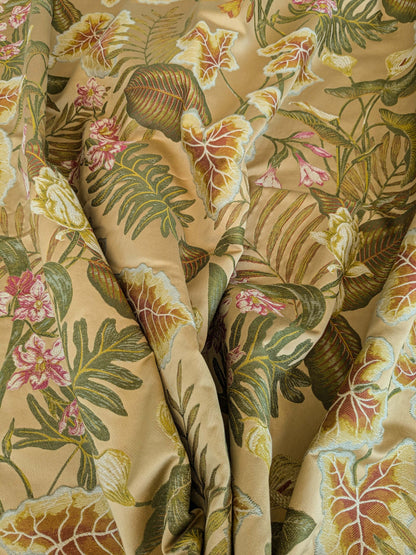 7 EV37 2.4 yards Scalamandre Fonthill Vizcaya Multi Cream Lampas Green Pink Brown Floral Botanical MSRP 358/y