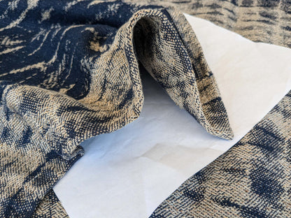 9 EV37 2.4 yards Scalamandre Shibori Weave Indigo Blue White Texture Silk Cotton