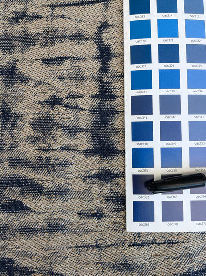 9 EV37 2.4 yards Scalamandre Shibori Weave Indigo Blue White Texture Silk Cotton