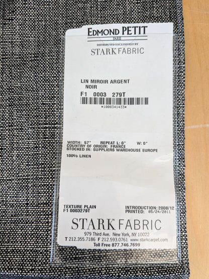 10 EV37 25" x 27" Edmond Petit Lin Miroir Argent Noir Silver Black Texture Solid Linen MSRP USD594/y