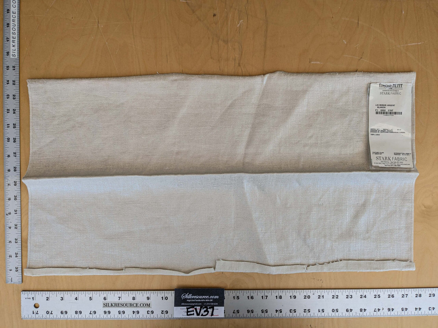 13 EV37 25" x 27" Edmond Petit Lin Miroir Argent Blanchi White Cream Texture Solid Linen MSRP USD594/y