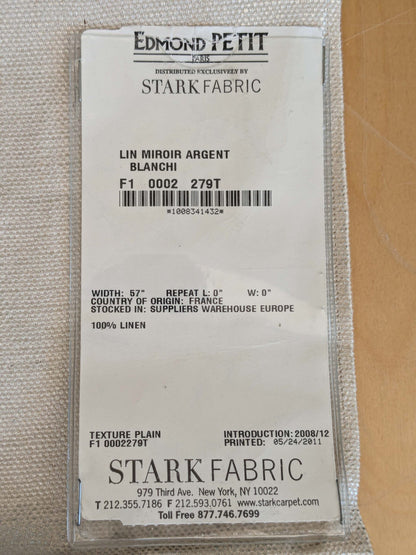 13 EV37 25" x 27" Edmond Petit Lin Miroir Argent Blanchi White Cream Texture Solid Linen MSRP USD594/y