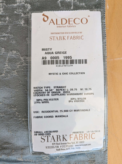 16 EV37 26" x 27" Aldeco Misty Aqua Greige Gray Abstract Small Jacquard