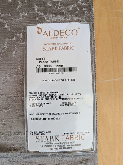 18 EV37 26" x 27" Aldeco Misty Plaza Taupe Brown Abstract Small Jacquard