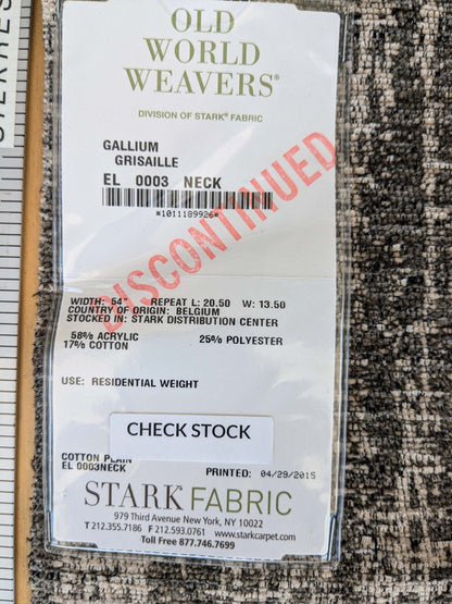 23 EV37 27" x 27" Old World Weavers Galium Grisaille Cotton Texture Solid Black White