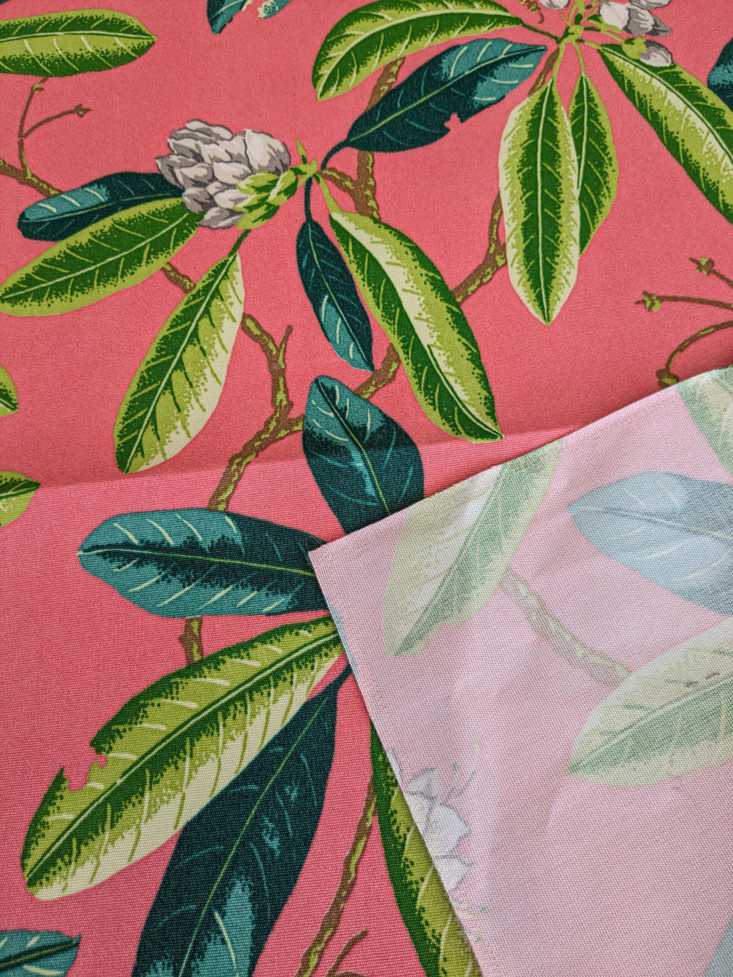 26 EV37 27" x 27" Old World Weavers Rhododendron Greys and Greens on Flamingo Botanical Floral Printed Outdoor