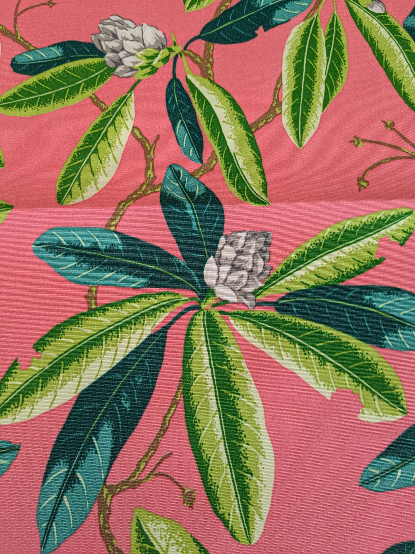 26 EV37 27" x 27" Old World Weavers Rhododendron Greys and Greens on Flamingo Botanical Floral Printed Outdoor