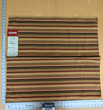 27 EV37 27" x 27" Old World Weavers Tortola Stripe Fired Earth Brown Red Outdoor Stripe
